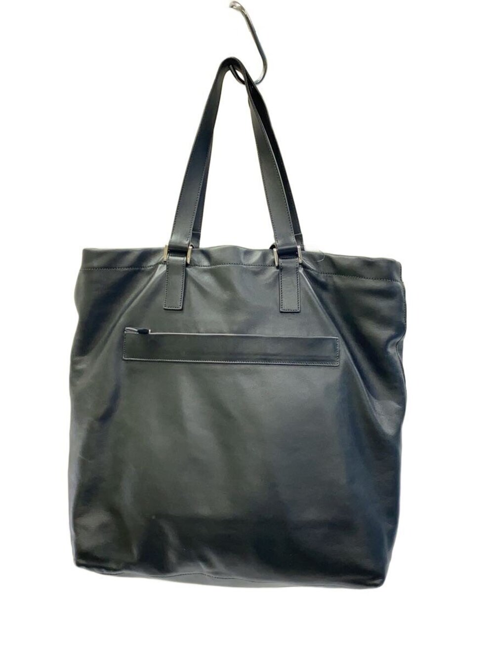 Prada Double Handle Tote Bag All Leather Black Solid